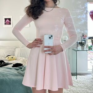 [SOLD] american apparel baby pink long sleeve skater dress in size s